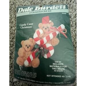 VTG Dale Burdett Christmas Felt Kit No. FK460 Bear Candy Cane Christmas 1987